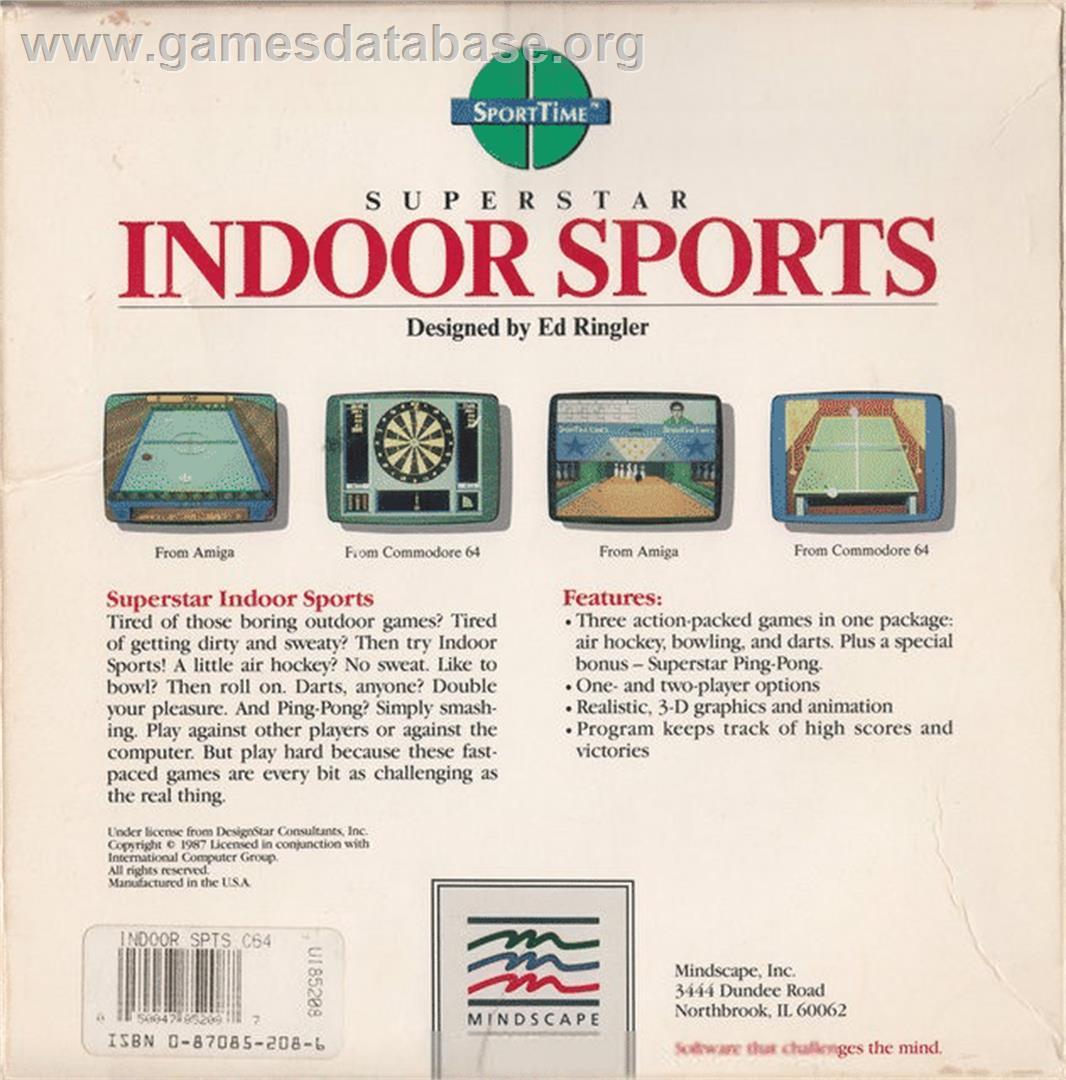 Superstar Indoor Sports - Commodore 64 - Artwork - Box Back