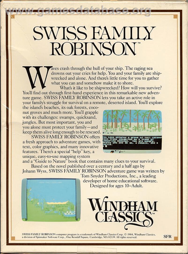 Swiss Family Robinson - Commodore 64 - Artwork - Box Back