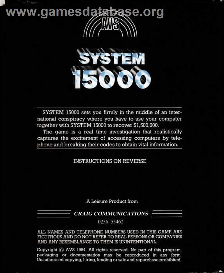 System - Commodore 64 - Artwork - Box Back