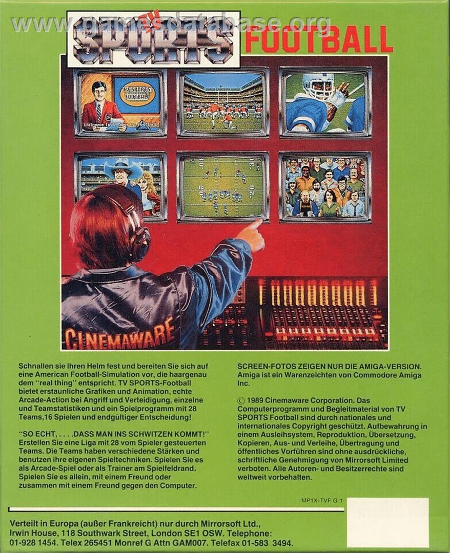 TV Sports: Football - Commodore 64 - Artwork - Box Back