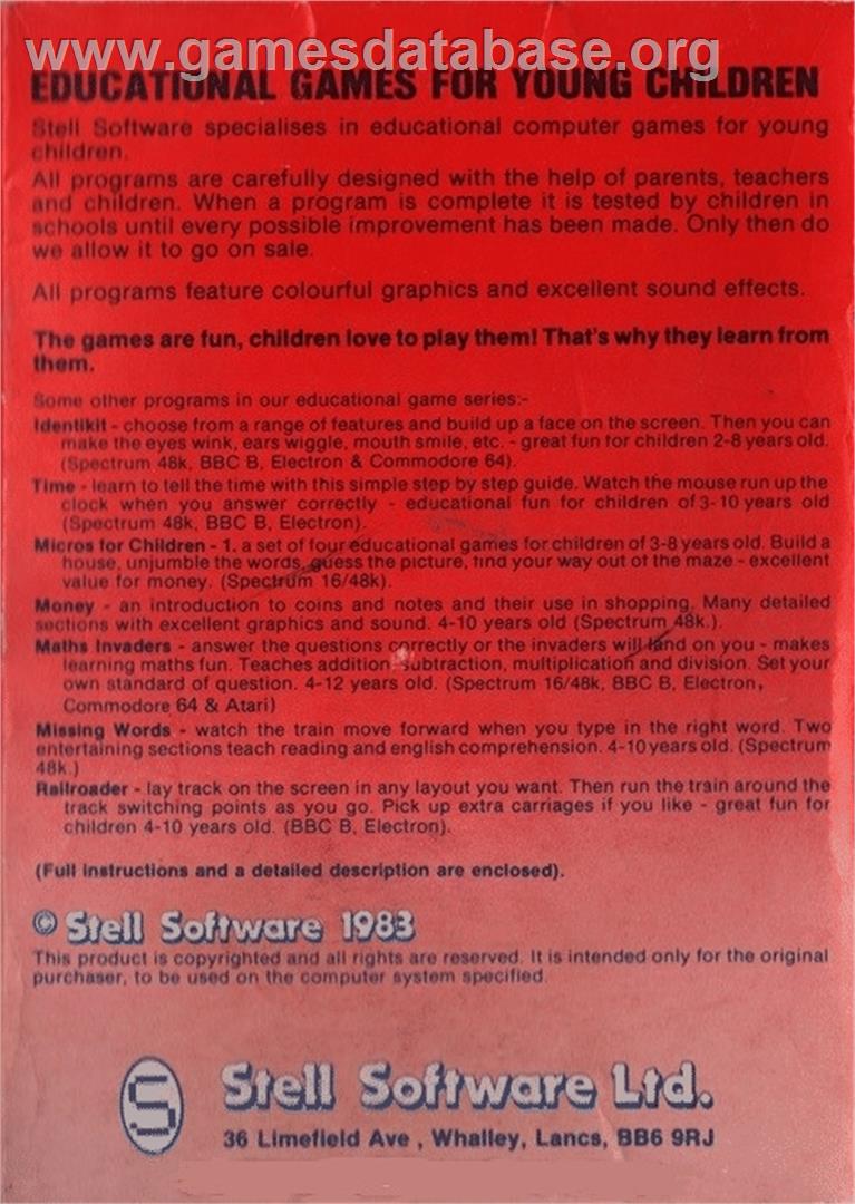 Table Invaders - Commodore 64 - Artwork - Box Back
