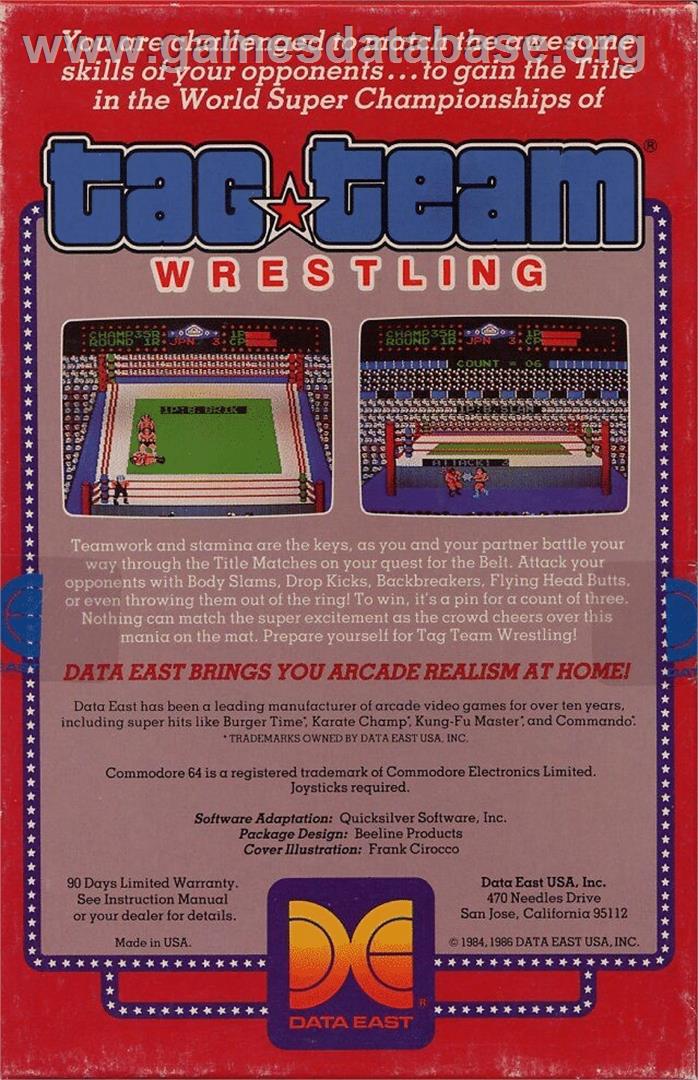 Tag Team Wrestling - Commodore 64 - Artwork - Box Back