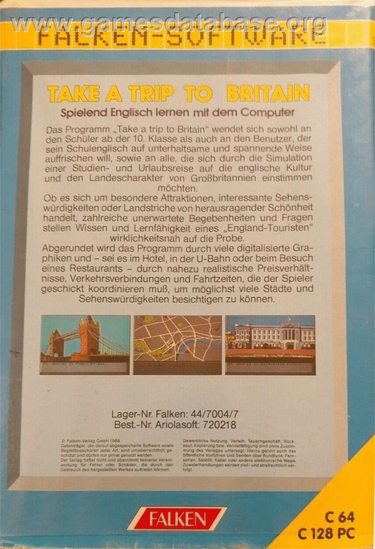 Take A Trip To Britain - Commodore 64 - Artwork - Box Back