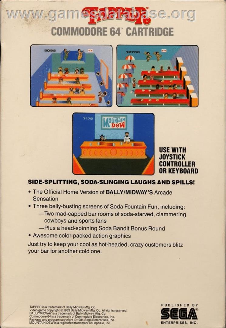 Tapper - Commodore 64 - Artwork - Box Back