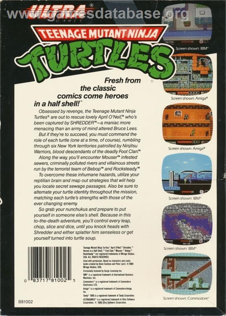 Teenage Mutant Ninja Turtles - Commodore 64 - Artwork - Box Back