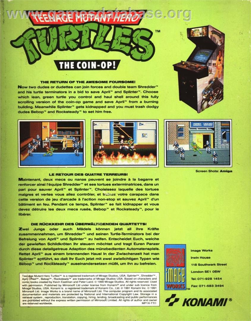 Teenage Mutant Ninja Turtles II: The Arcade Game - Commodore 64 - Artwork - Box Back