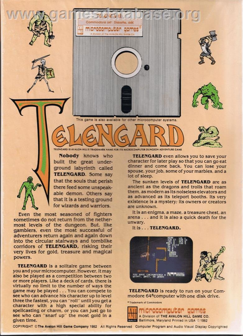 Telengard - Commodore 64 - Artwork - Box Back