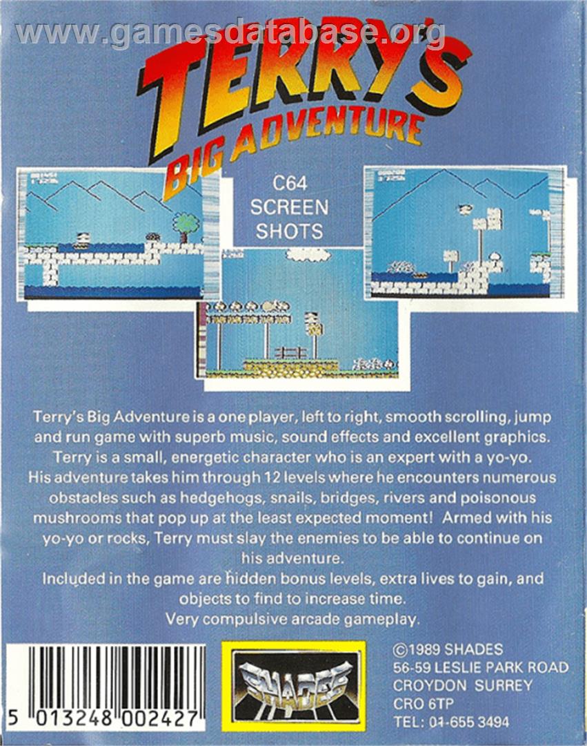 Terry's Big Adventure - Commodore 64 - Artwork - Box Back