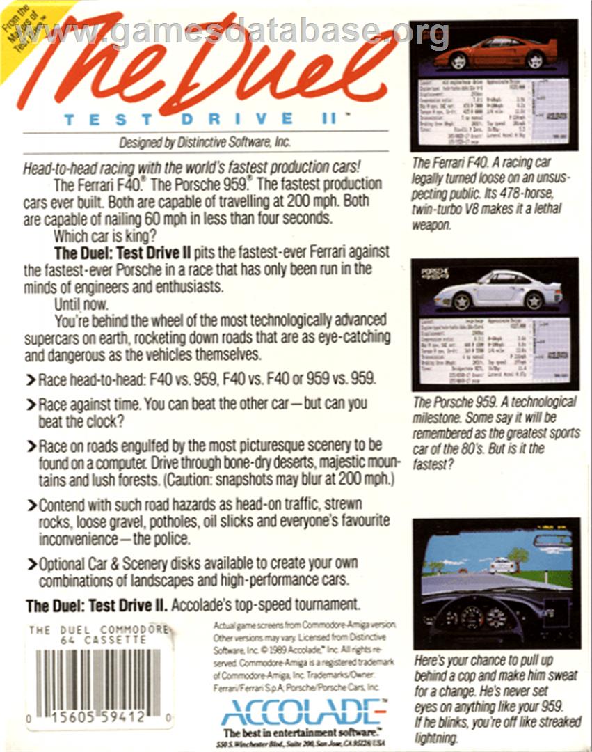 Test Drive 2 - The Duel - Commodore 64 - Artwork - Box Back