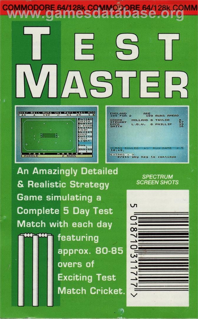 Test Master - Commodore 64 - Artwork - Box Back