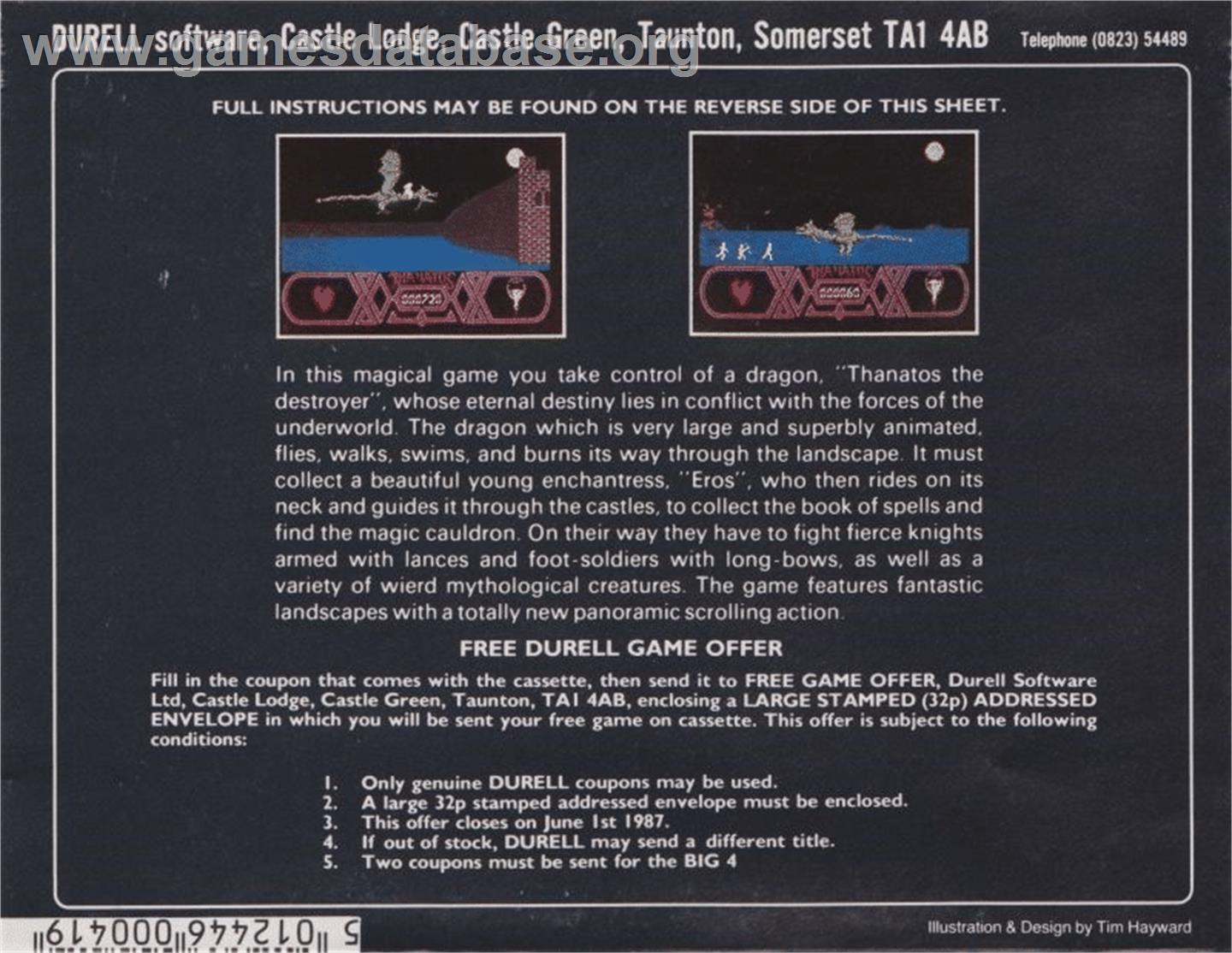 Thanatos - Commodore 64 - Artwork - Box Back