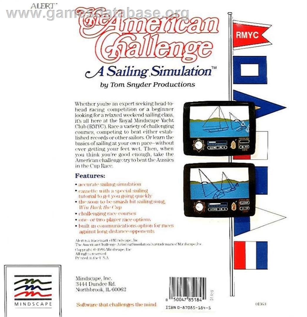 The American Challenge: A Sailing Simulation - Commodore 64 - Artwork - Box Back