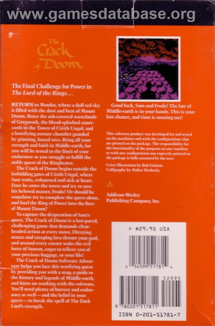 The Crack of Doom - Commodore 64 - Artwork - Box Back