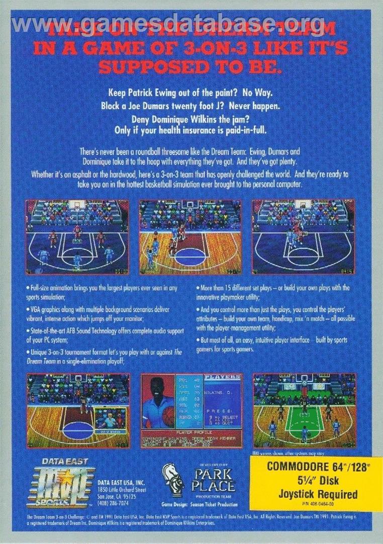 The Dream Team: 3 on 3 Challenge - Commodore 64 - Artwork - Box Back