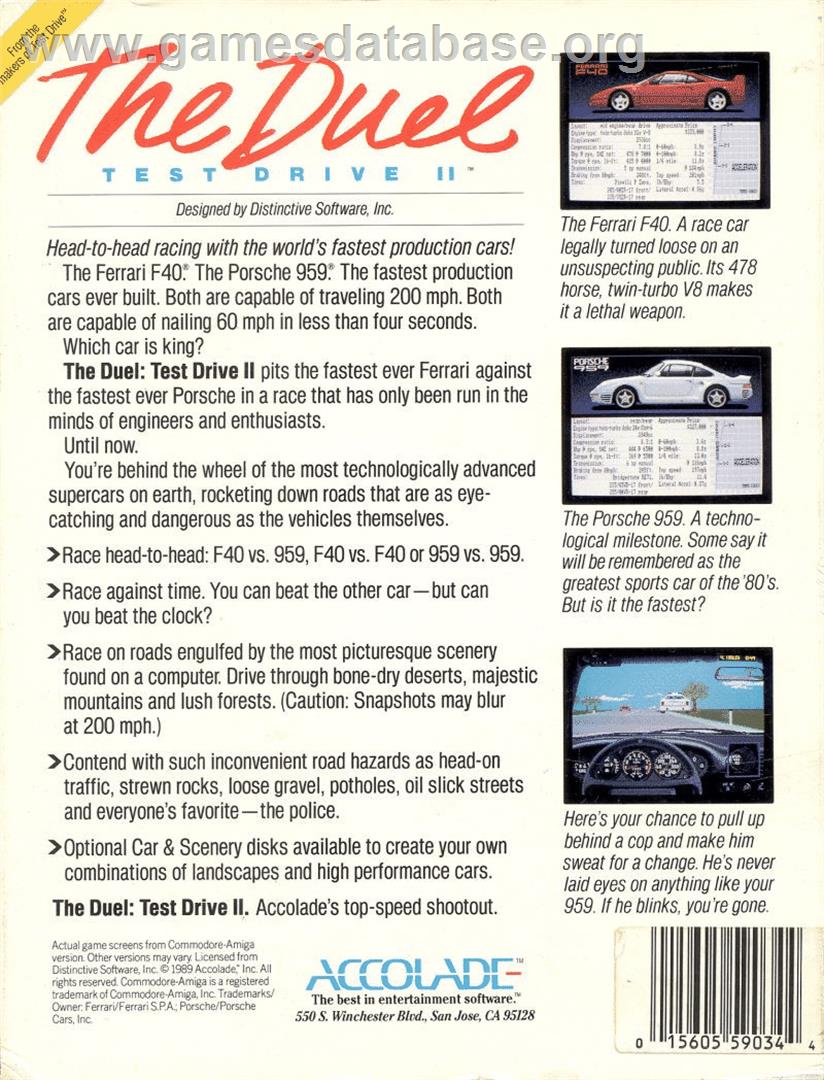 The Duel: Test Drive II - Commodore 64 - Artwork - Box Back