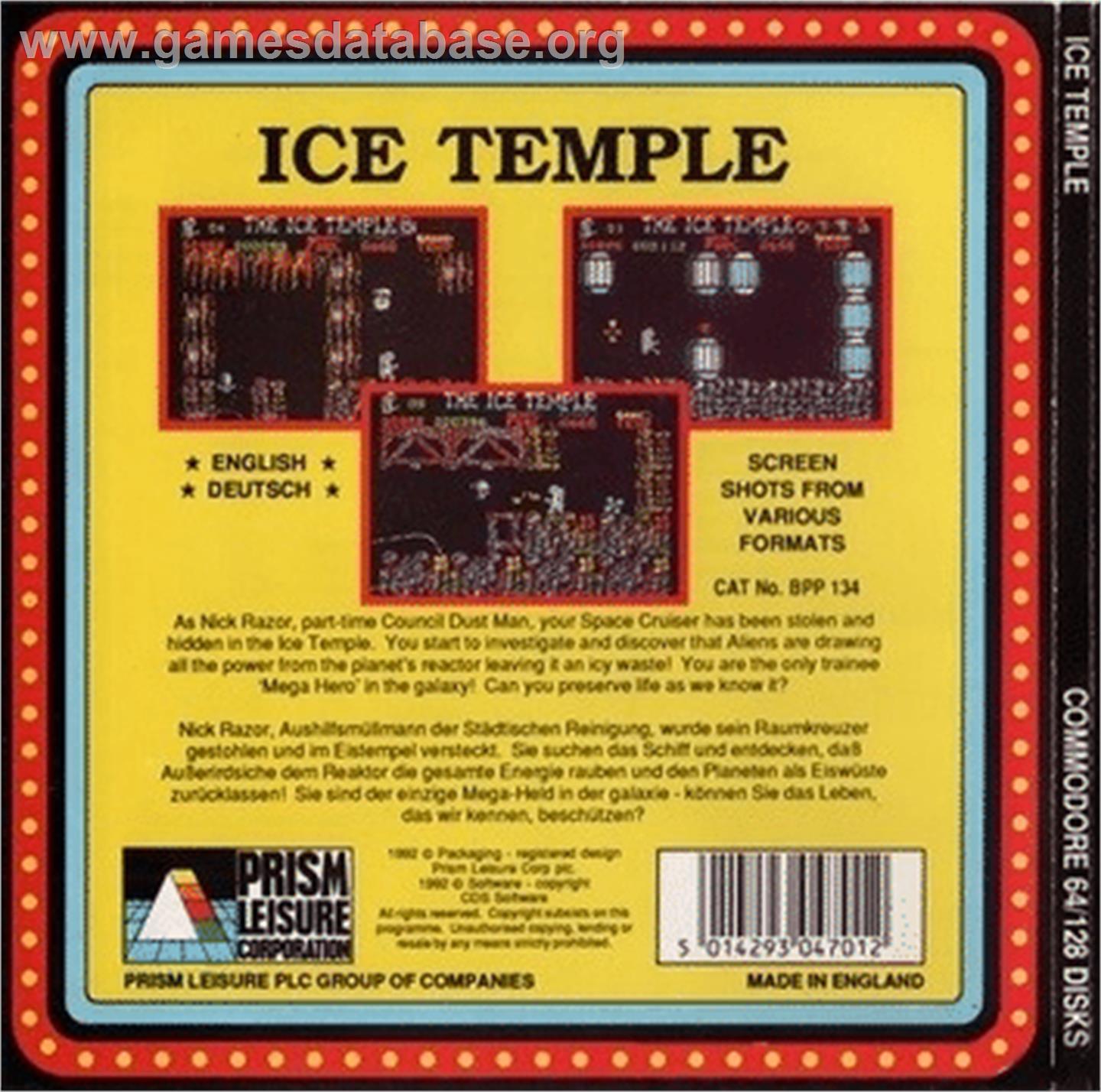 The Ice Temple - Commodore 64 - Artwork - Box Back