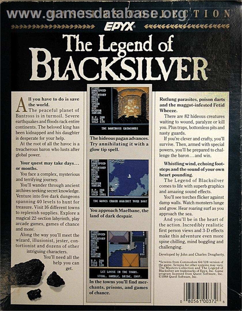 The Legend of Blacksilver - Commodore 64 - Artwork - Box Back