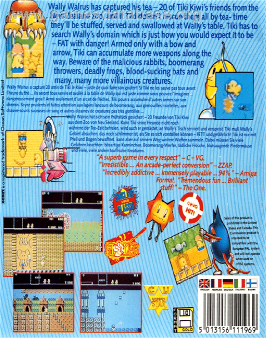 The New Zealand Story - Commodore 64 - Artwork - Box Back