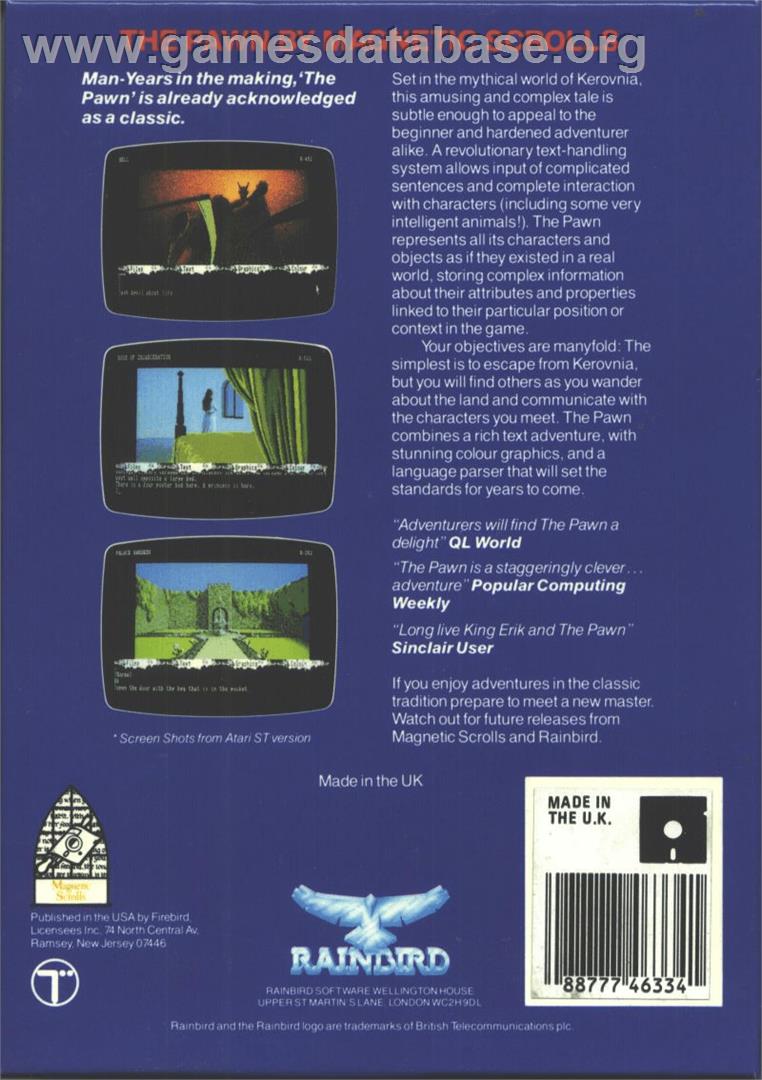 The Pawn - Commodore 64 - Artwork - Box Back