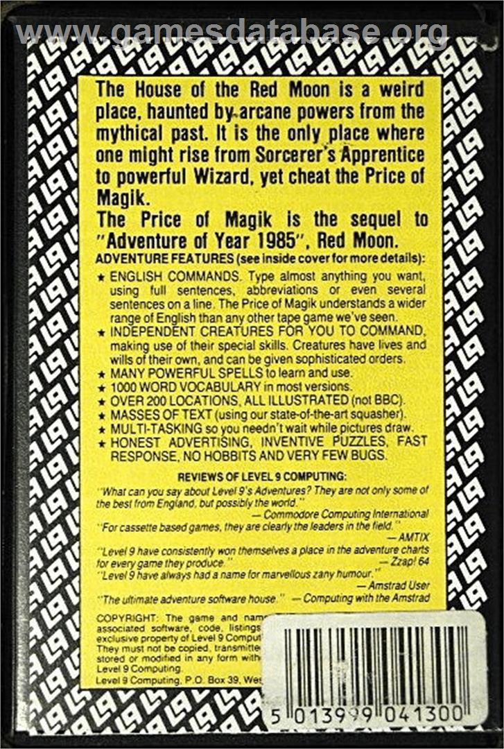 The Price of Magik - Commodore 64 - Artwork - Box Back