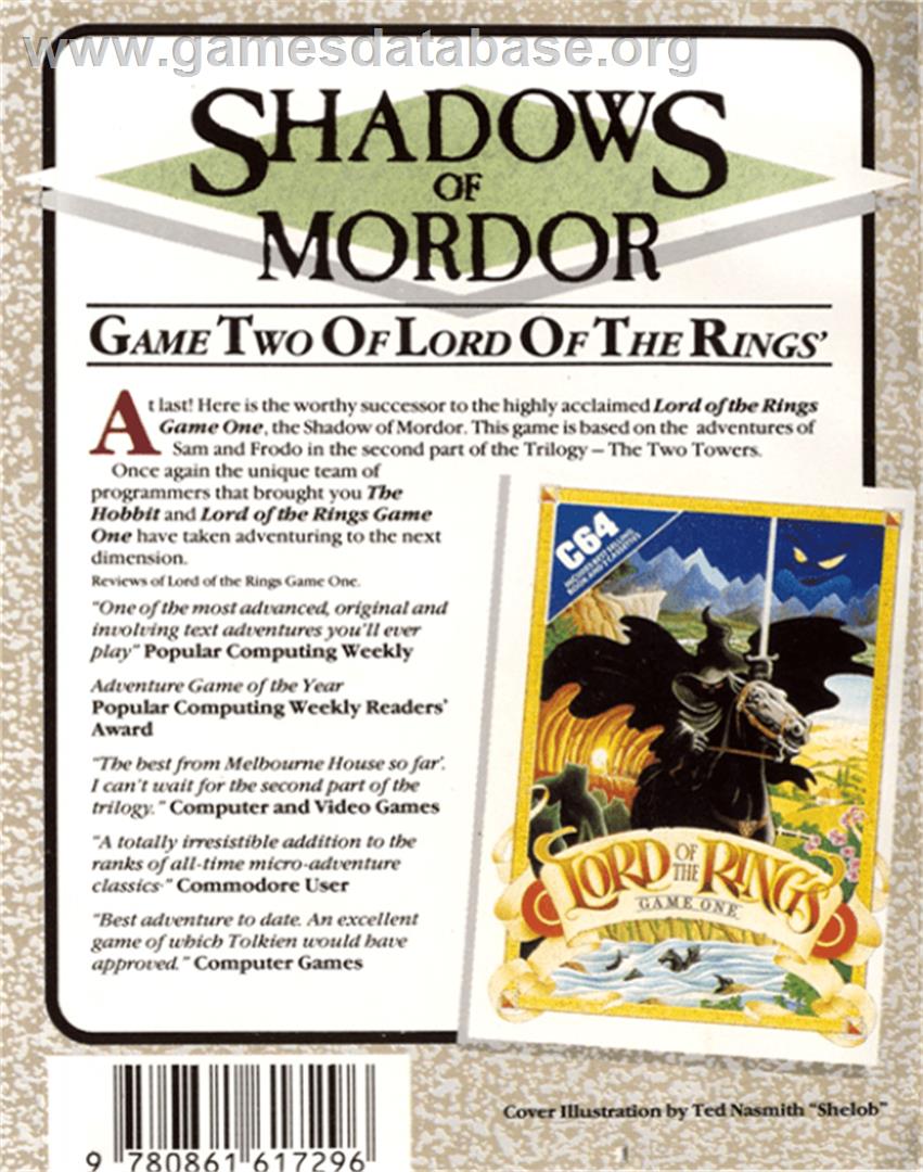 The Shadows of Mordor - Commodore 64 - Artwork - Box Back