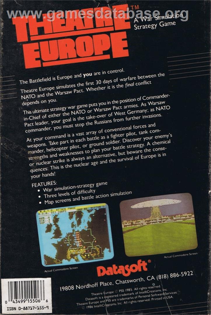 Theatre Europe - Commodore 64 - Artwork - Box Back