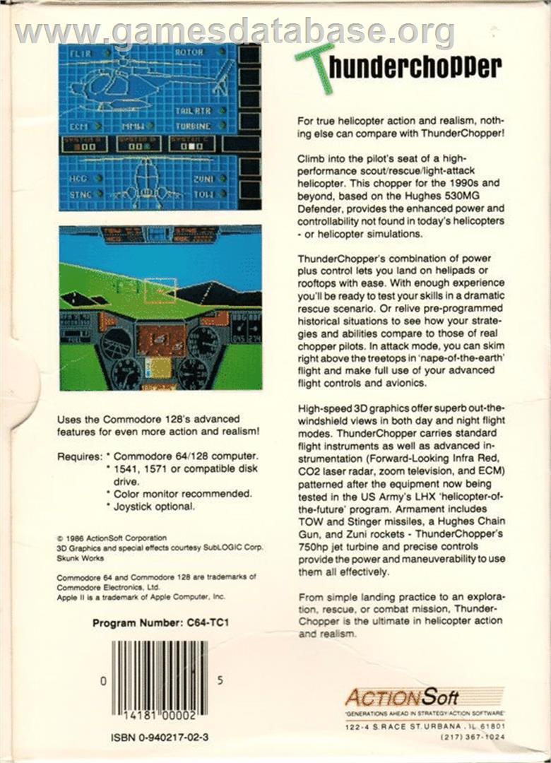 Thunderchopper - Commodore 64 - Artwork - Box Back