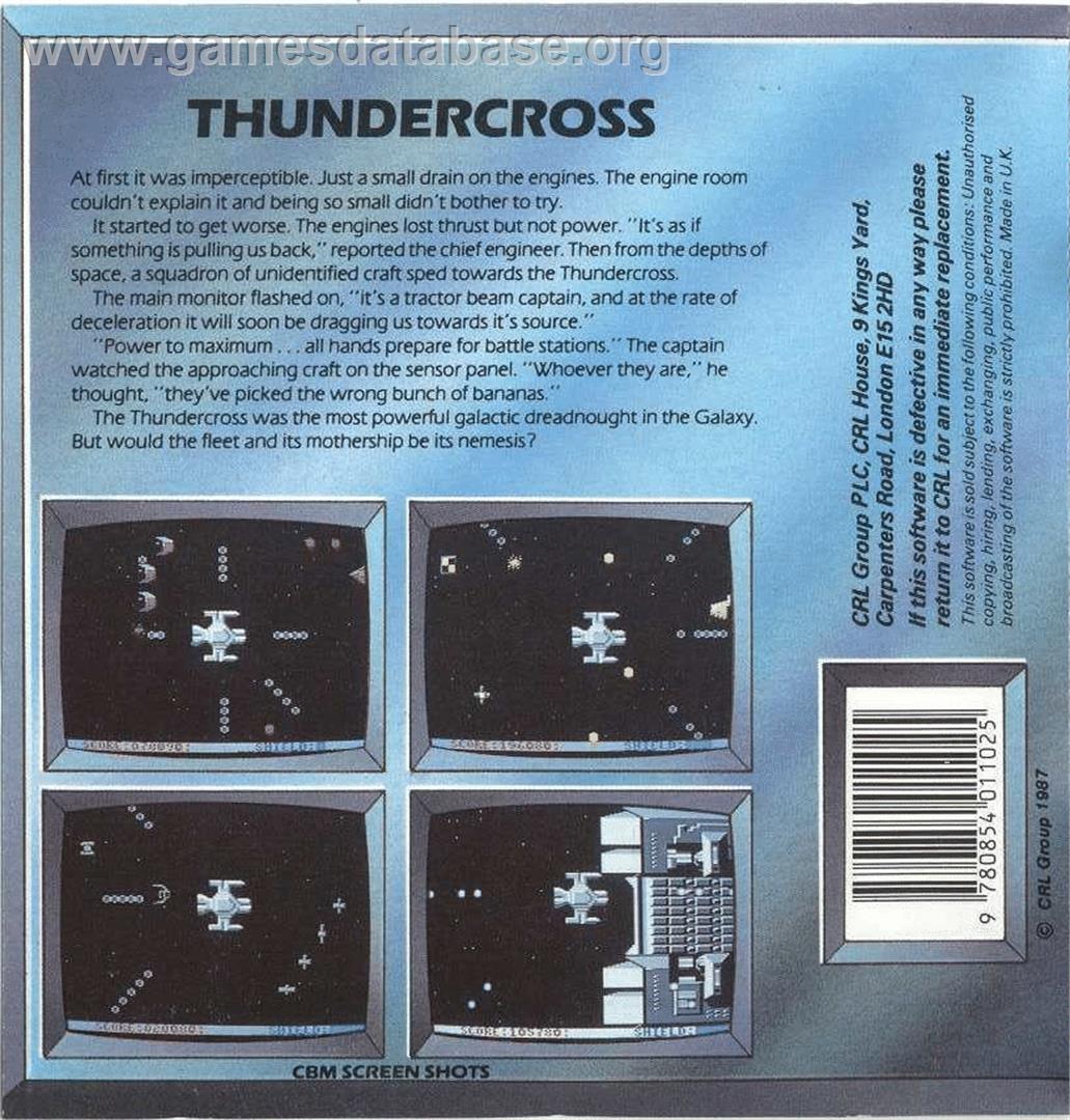 Thundercross - Commodore 64 - Artwork - Box Back