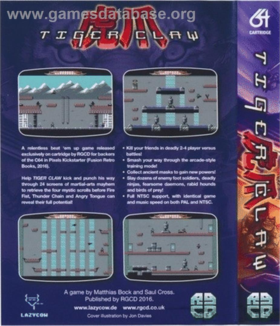 Tiger Claw - C64 In Pixels Edition - Commodore 64 - Artwork - Box Back