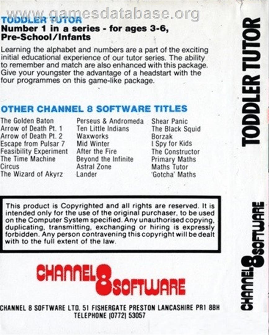 Toddler Tutor - Commodore 64 - Artwork - Box Back
