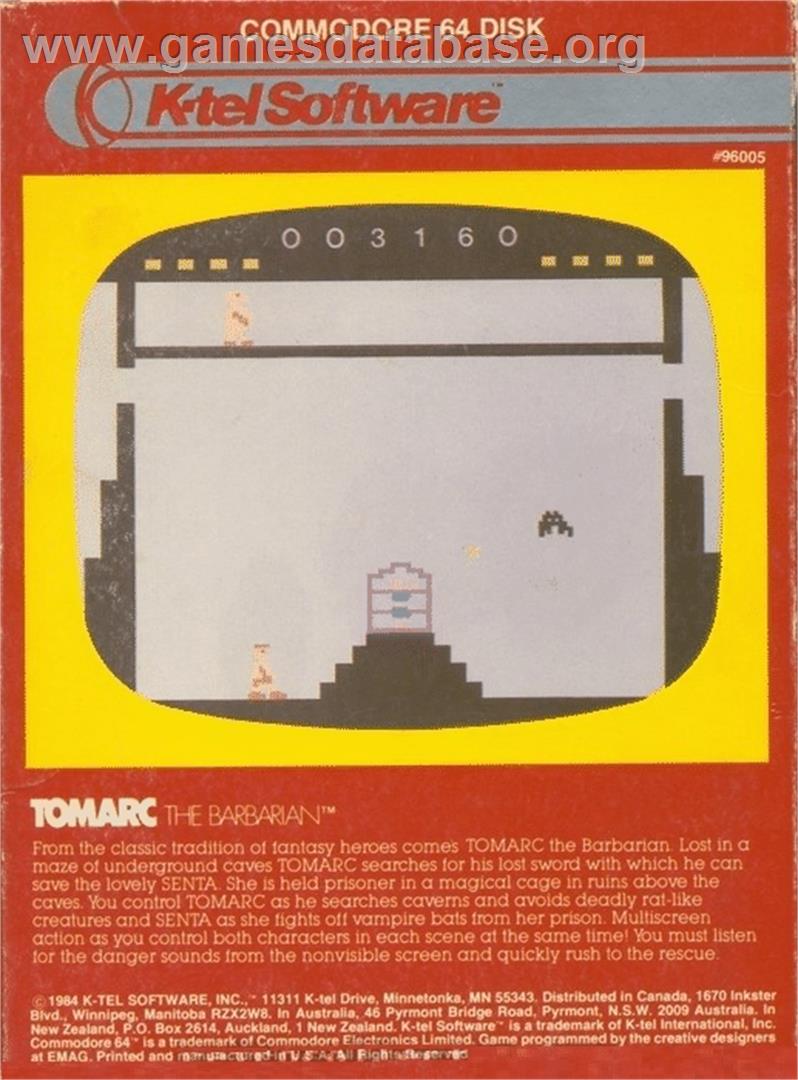 Tomarc the Barbarian - Commodore 64 - Artwork - Box Back