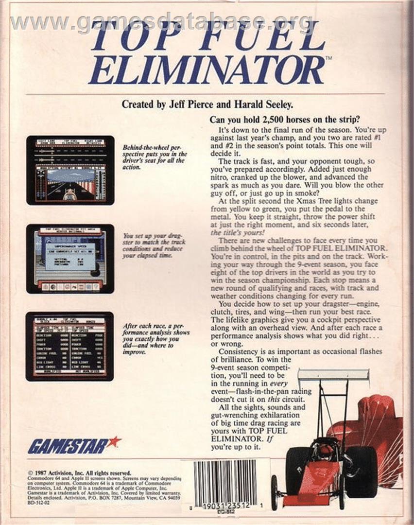 Top Fuel Eliminator - Commodore 64 - Artwork - Box Back