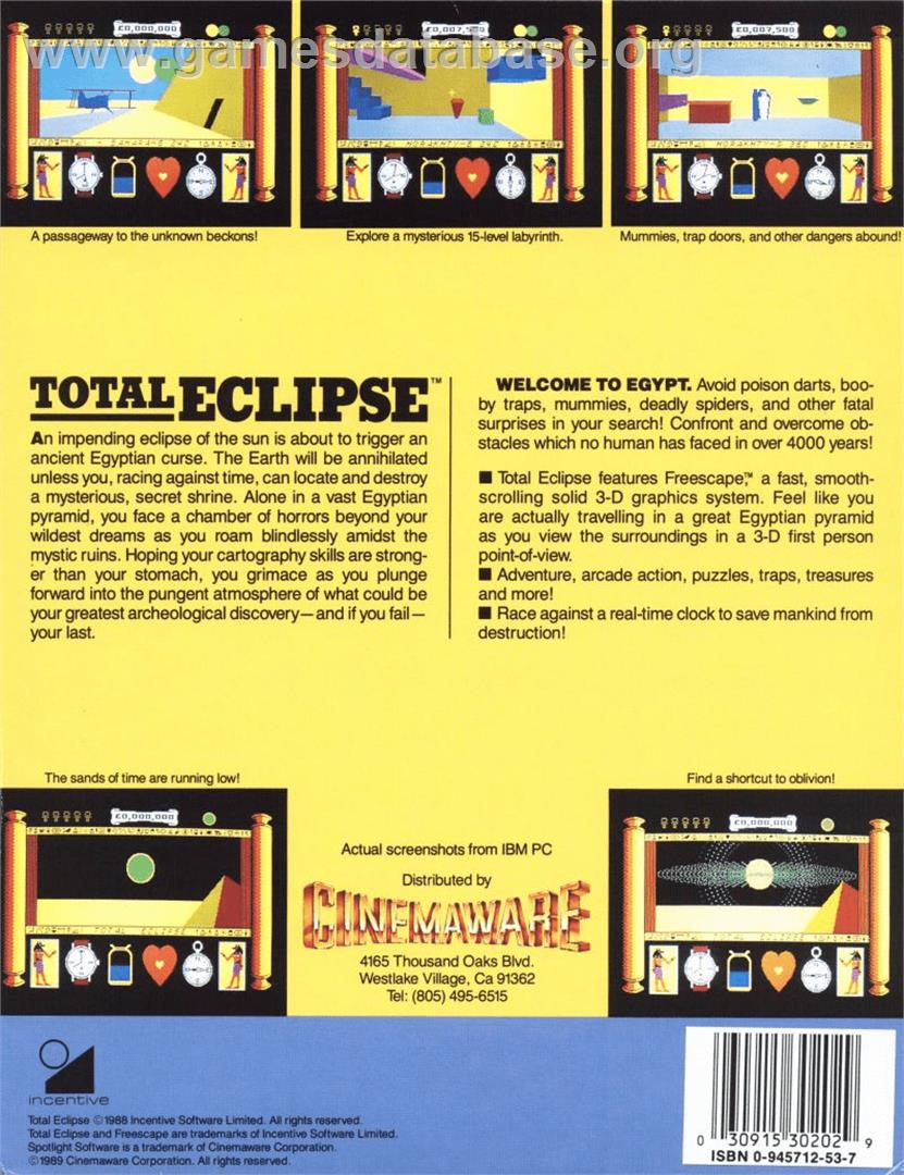 Total Eclipse - Commodore 64 - Artwork - Box Back