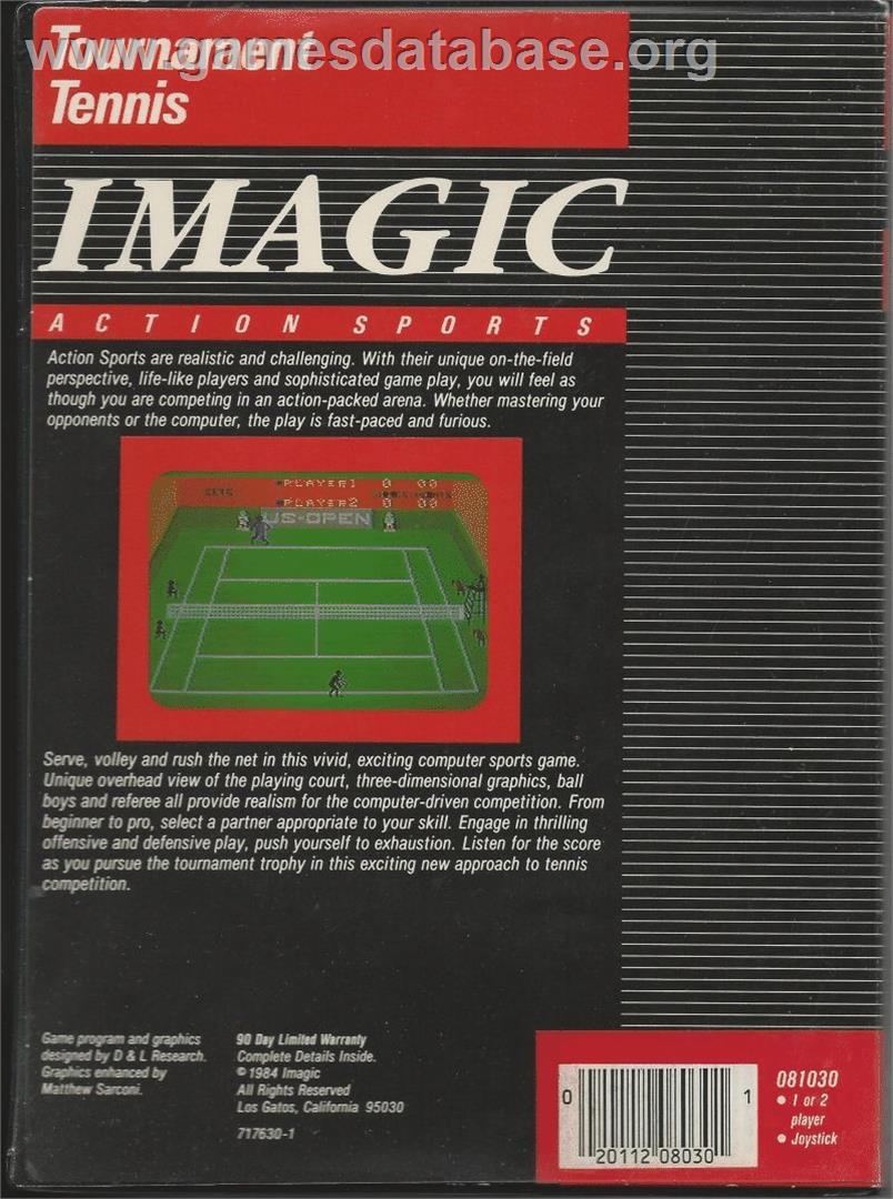 Tournament Tennis / Tennis - Commodore 64 - Artwork - Box Back