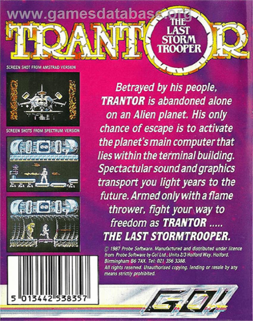 Trantor the Last Stormtrooper - Commodore 64 - Artwork - Box Back