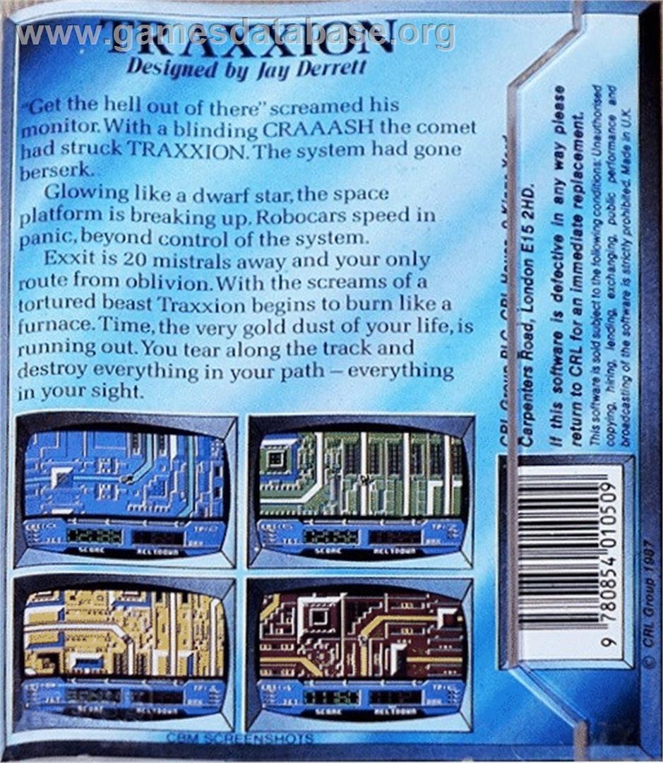 Traxxion - Commodore 64 - Artwork - Box Back