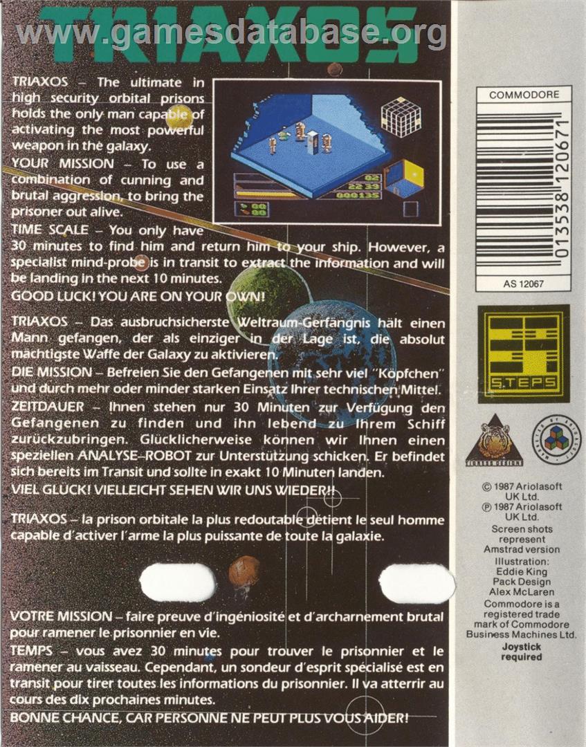 Triaxos - Commodore 64 - Artwork - Box Back