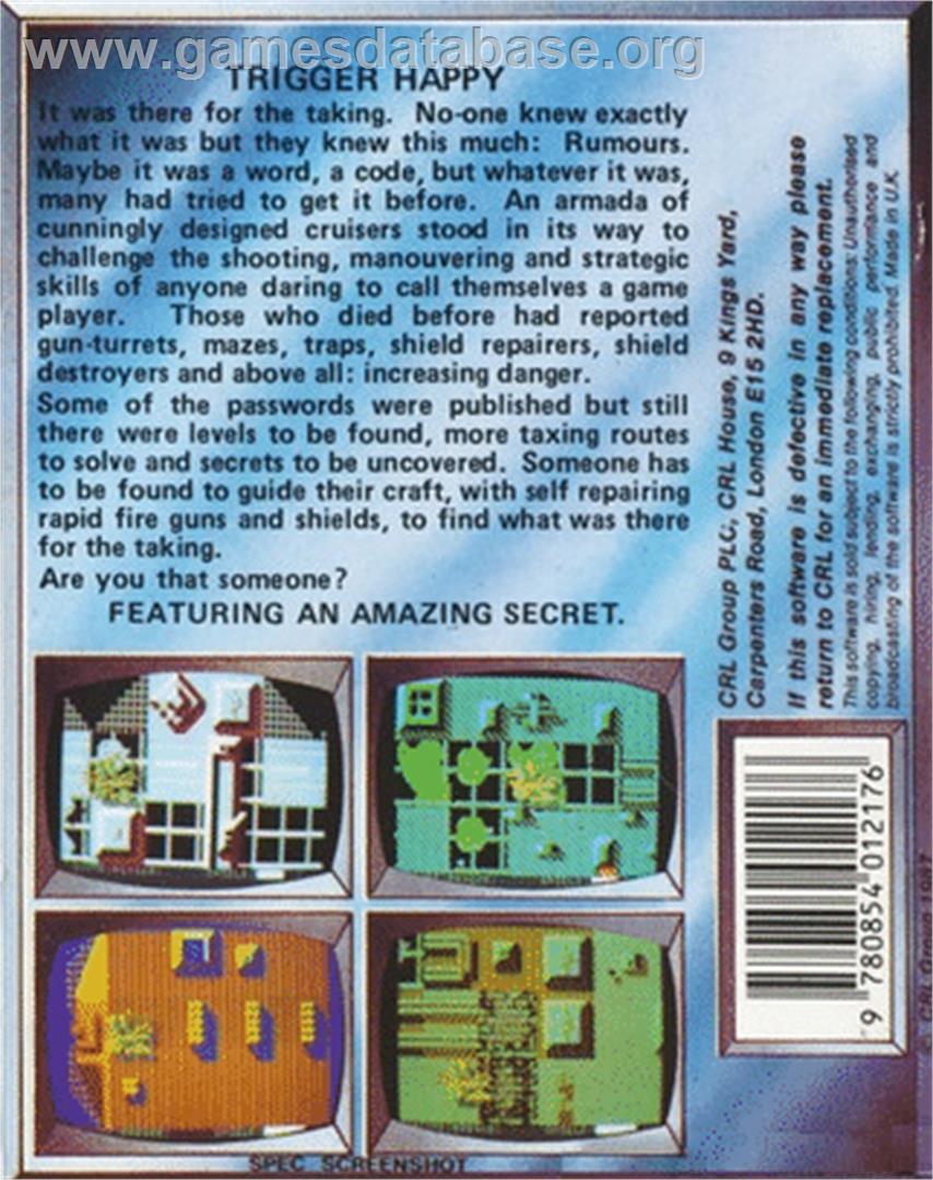 Trigger Happy - Commodore 64 - Artwork - Box Back
