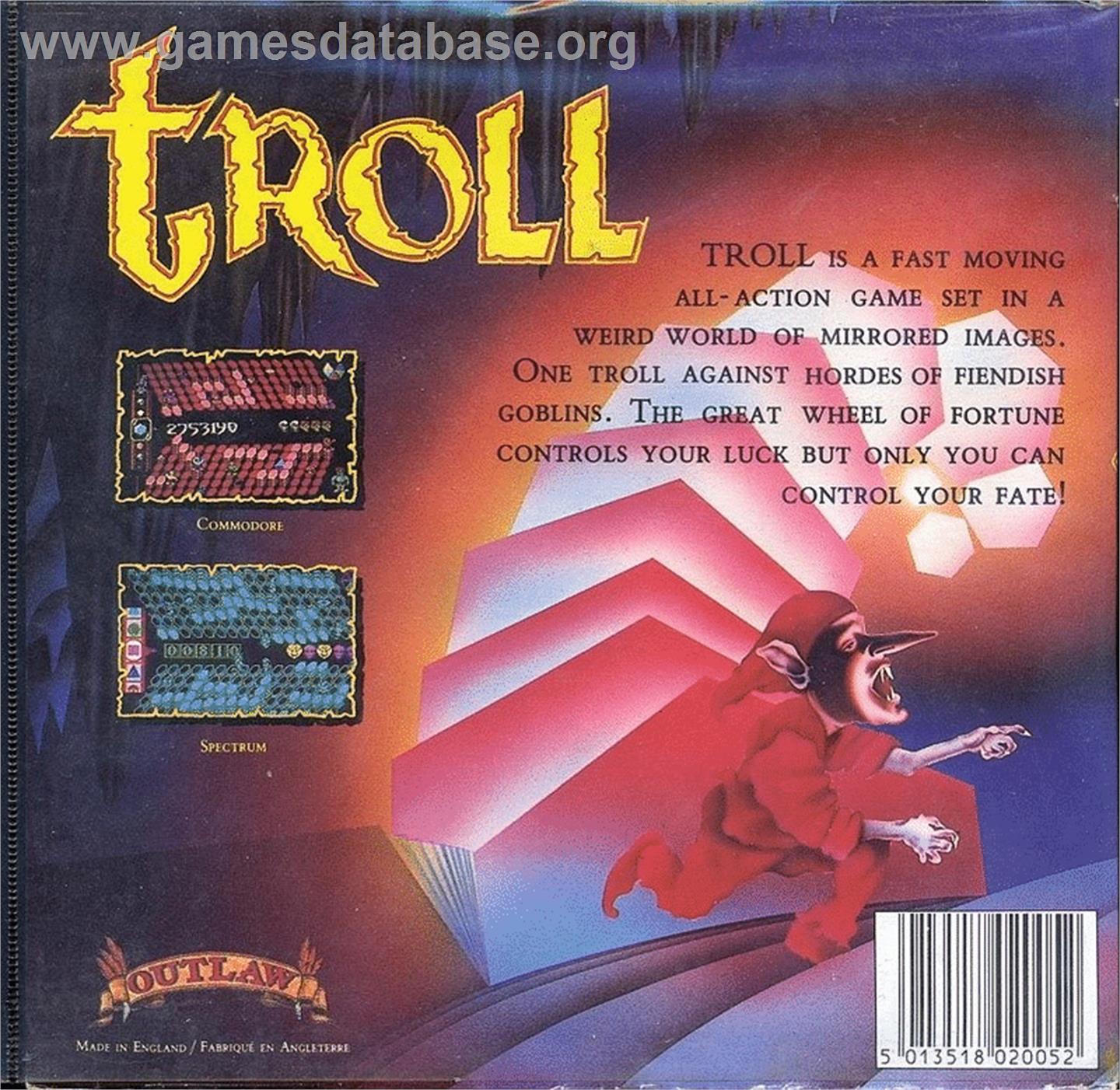 Troll - Commodore 64 - Artwork - Box Back