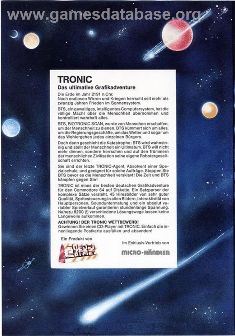 Tronic - Commodore 64 - Artwork - Box Back
