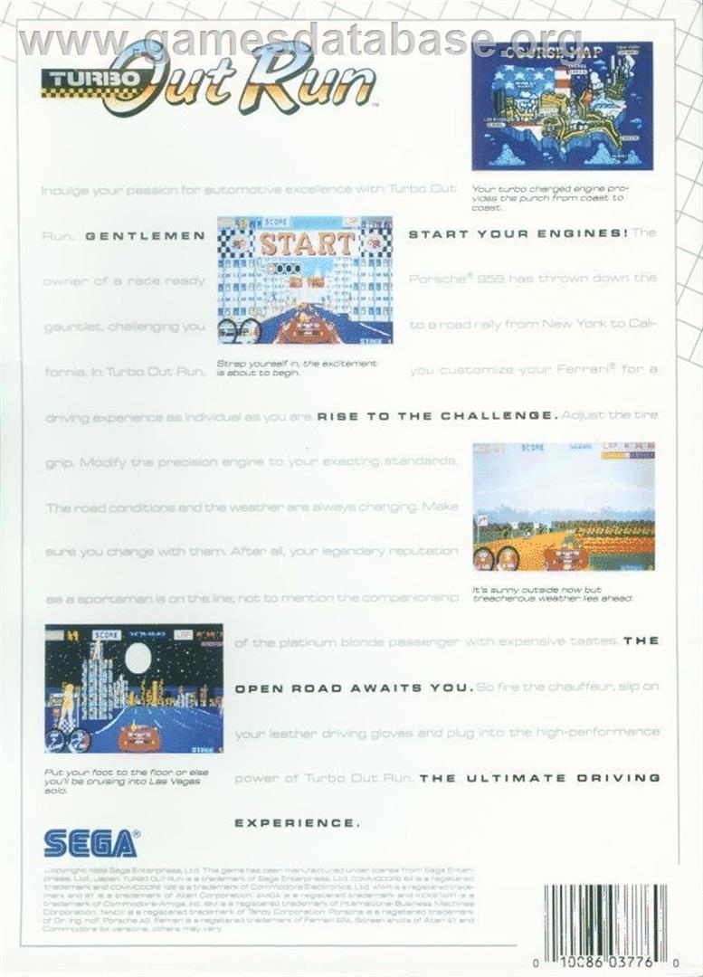 Turbo Out Run - Commodore 64 - Artwork - Box Back