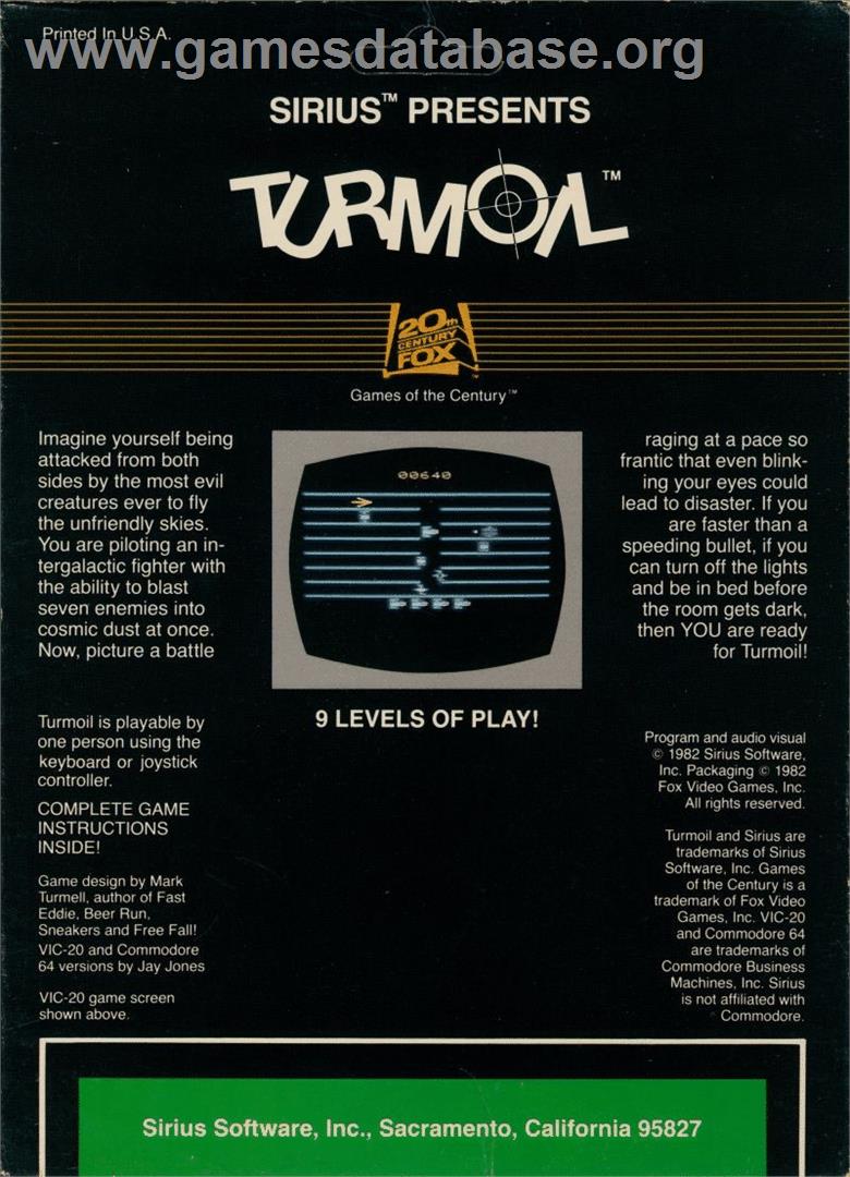 Turmoil - Commodore 64 - Artwork - Box Back