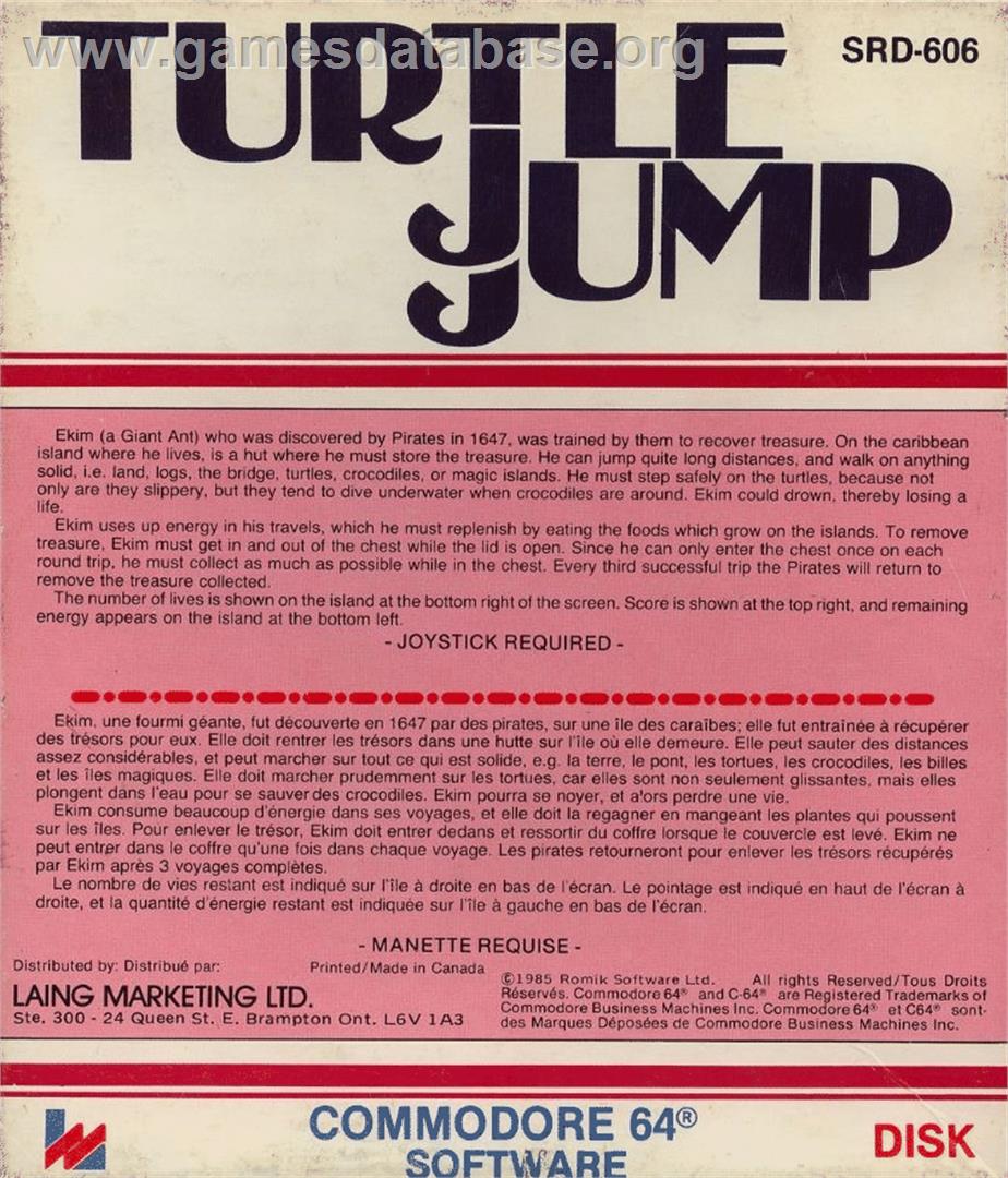 Turtle Jump - Commodore 64 - Artwork - Box Back