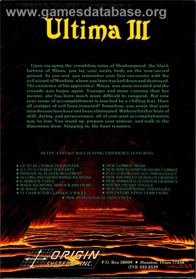 Ultima 3 - Exodus - Commodore 64 - Artwork - Box Back