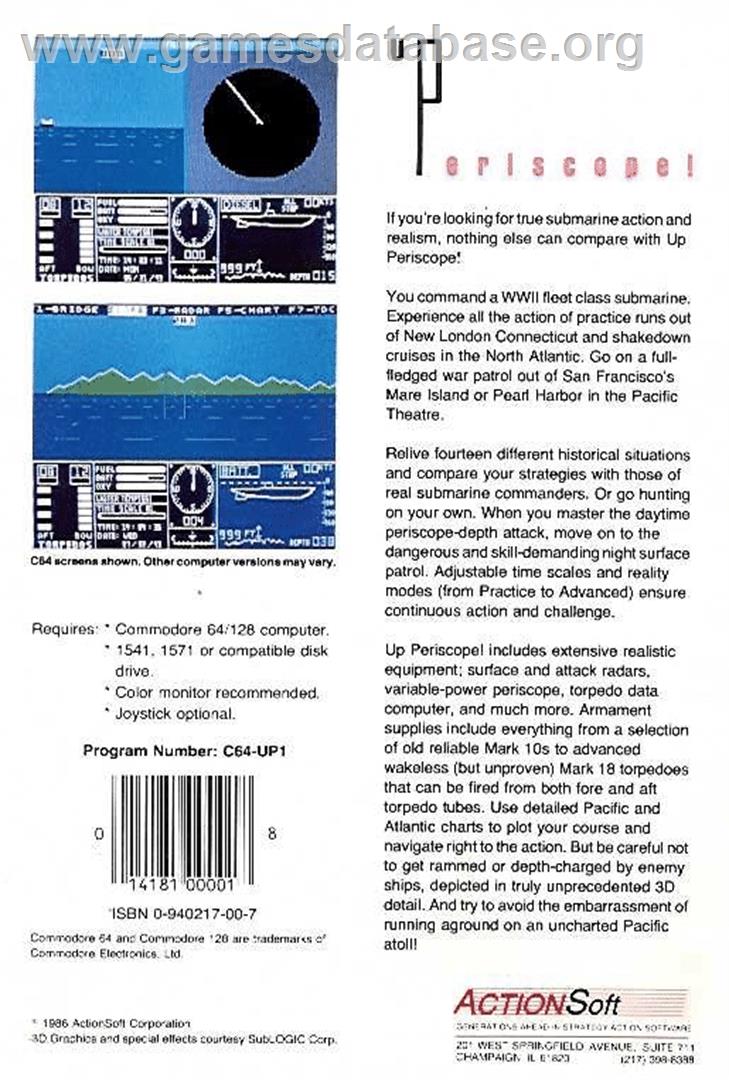 Up Periscope! - Commodore 64 - Artwork - Box Back