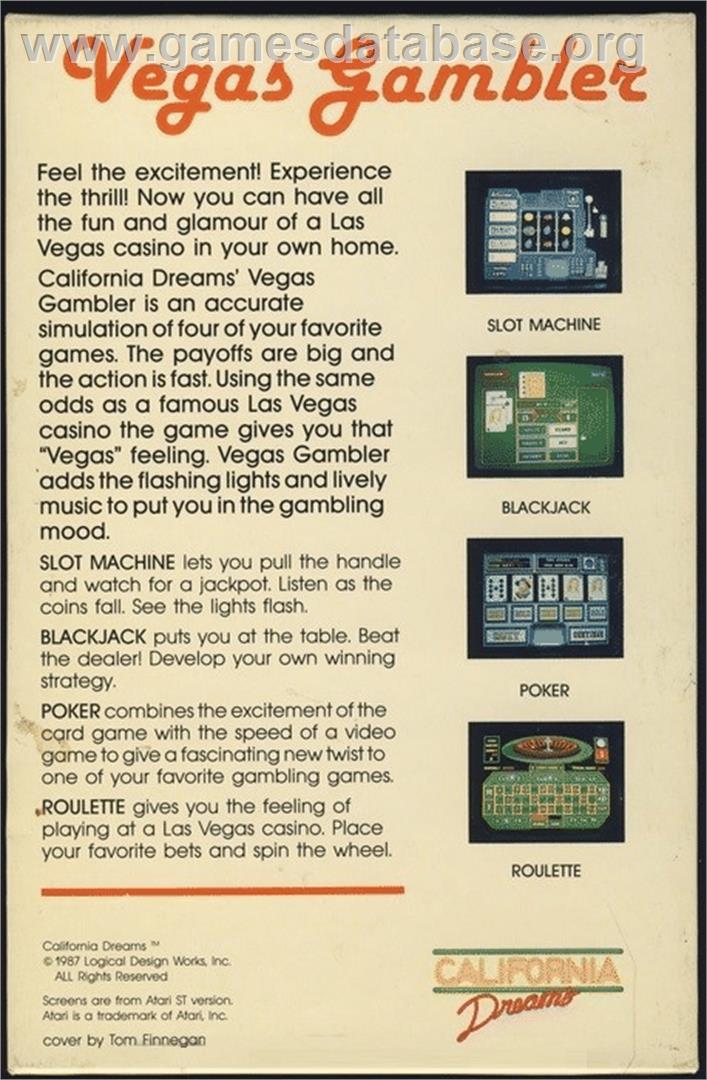 Vegas Gambler - Commodore 64 - Artwork - Box Back