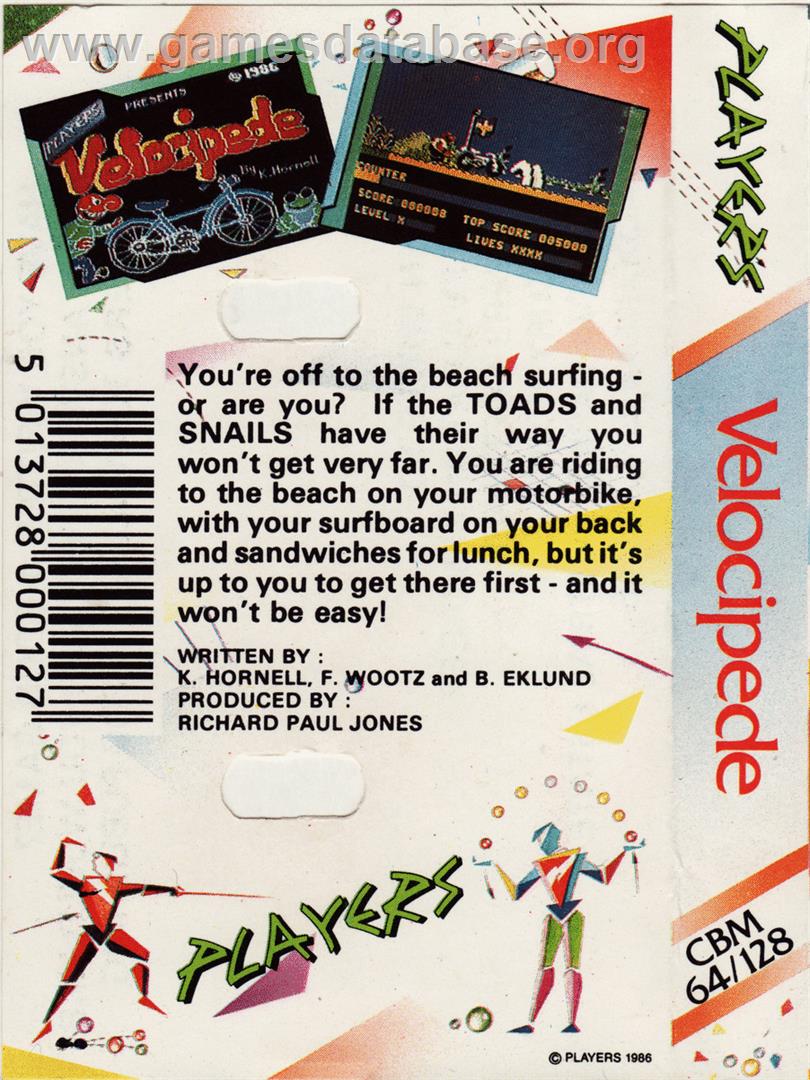 Velocipede - Commodore 64 - Artwork - Box Back