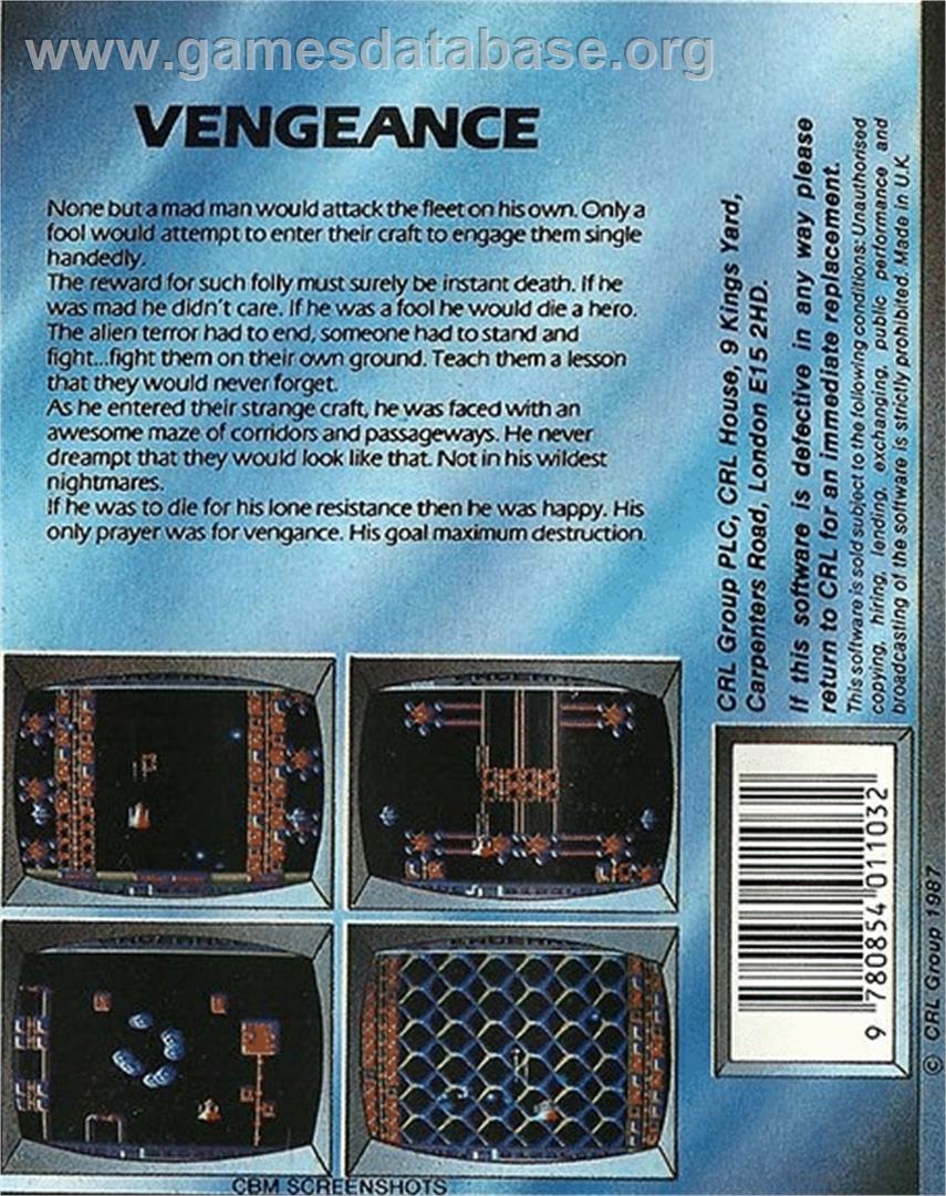 Vengeance - Commodore 64 - Artwork - Box Back