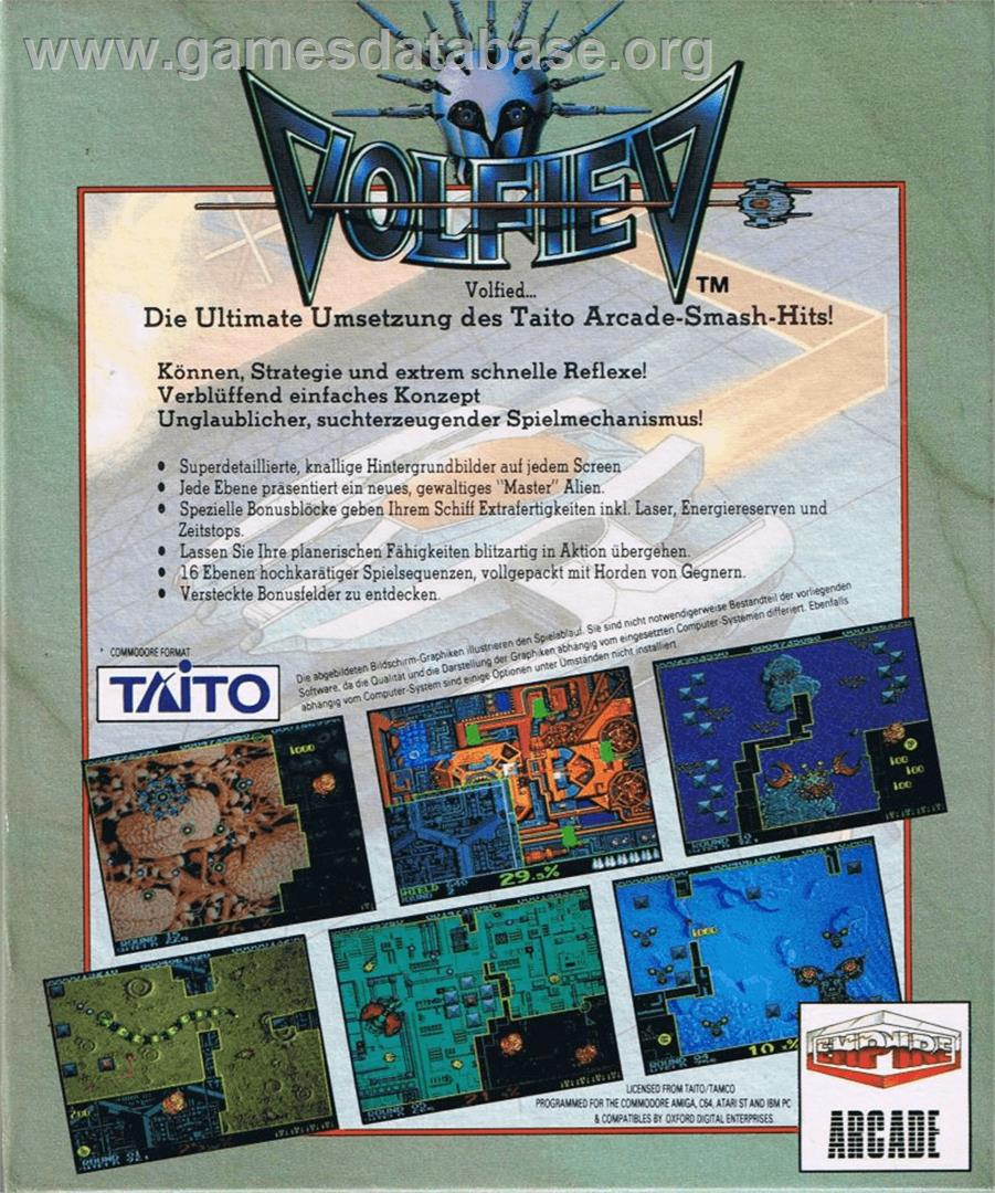 Volfied - Commodore 64 - Artwork - Box Back