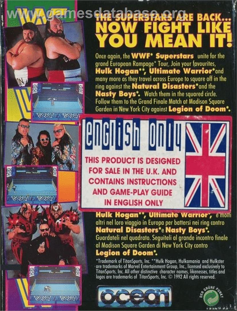 WWF European Rampage Tour - Commodore 64 - Artwork - Box Back